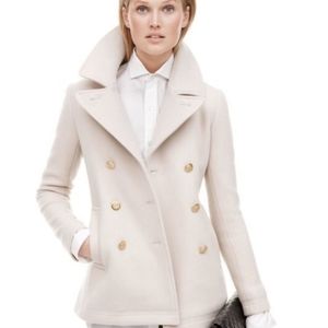Size 0 light tan cream j crew stadium cloth peacoat